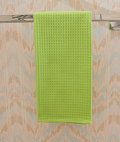 Bright Green colored Waffle Weaves Kitchen Towel 18x26 - Click Image to Close